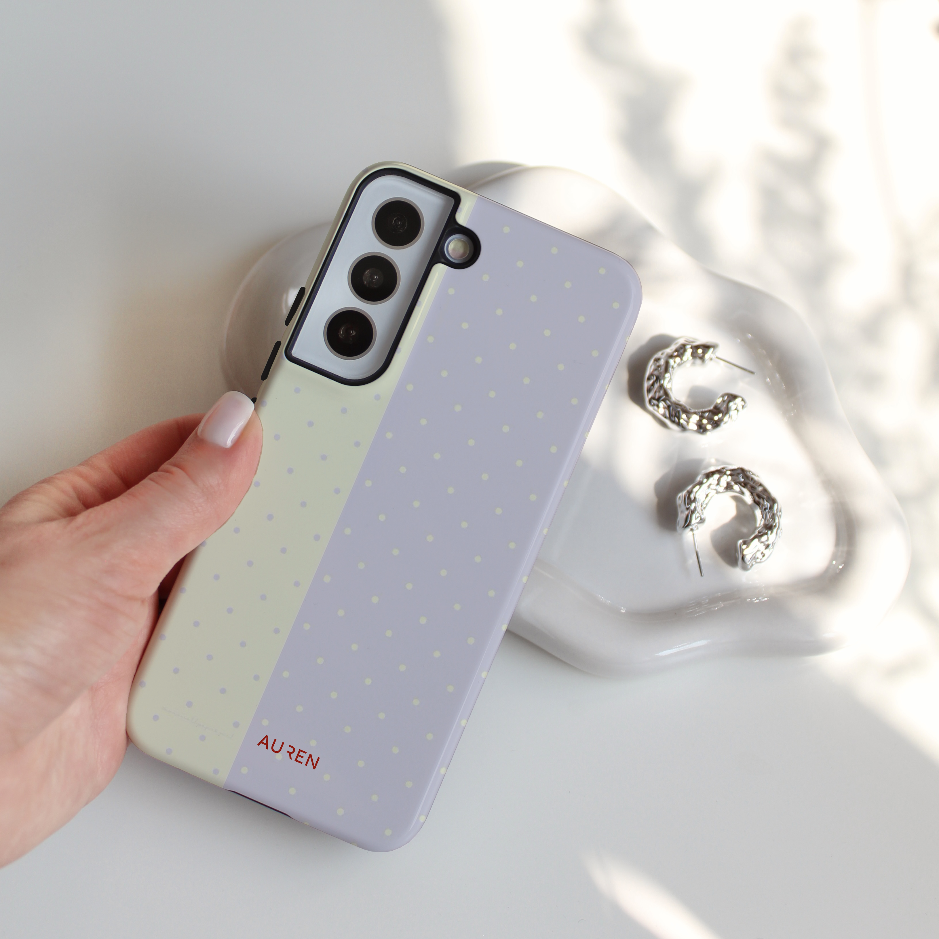 Auren Sage Lavender Split Polka Dot Case - Armor Series