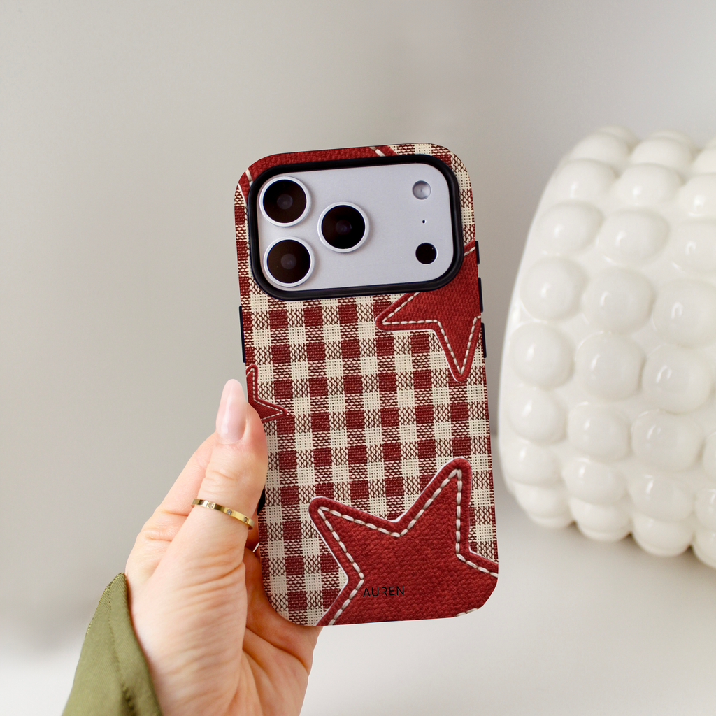 Auren Burgundy Star Stitch Case