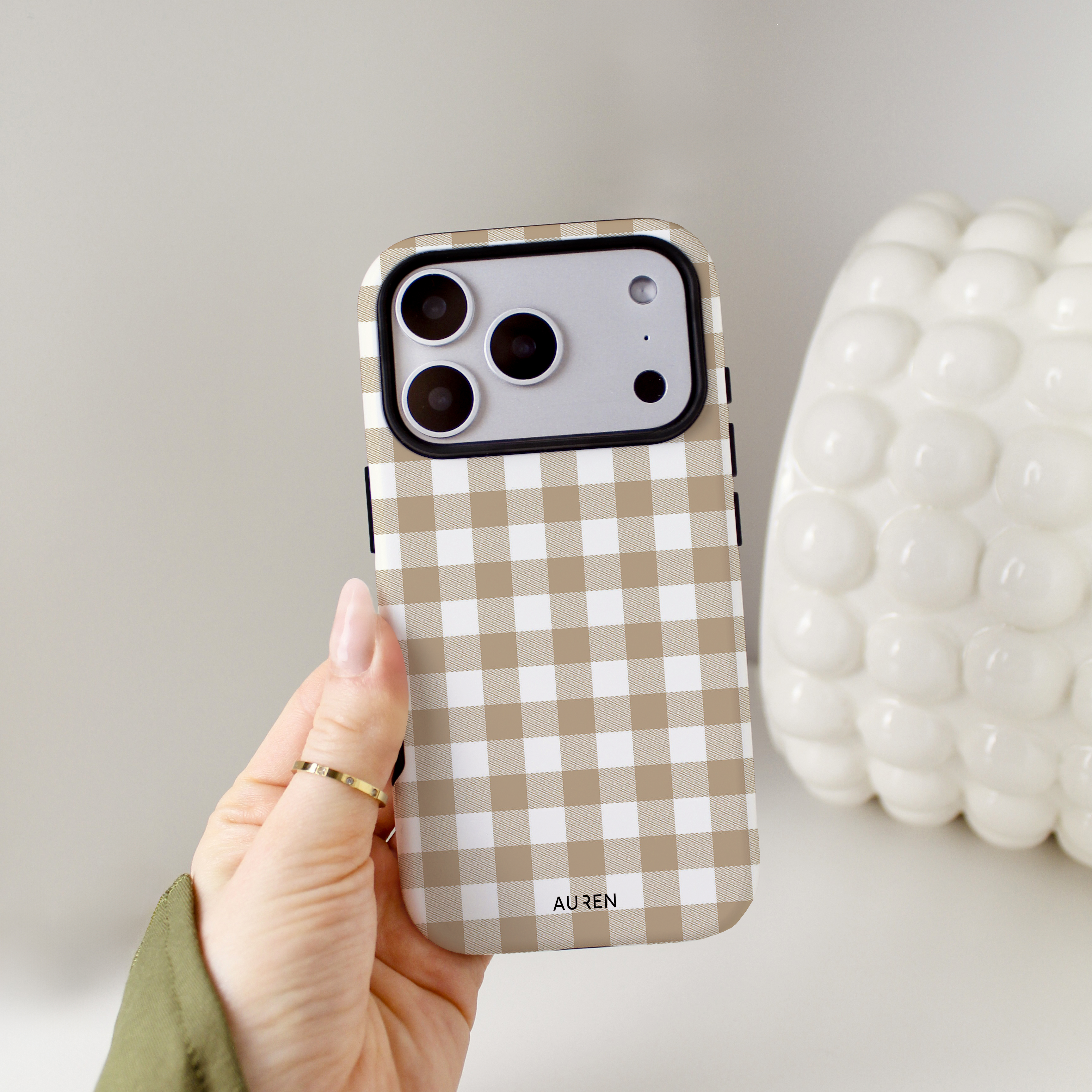 Auren Oatmilk Gingham Case - Armor Series