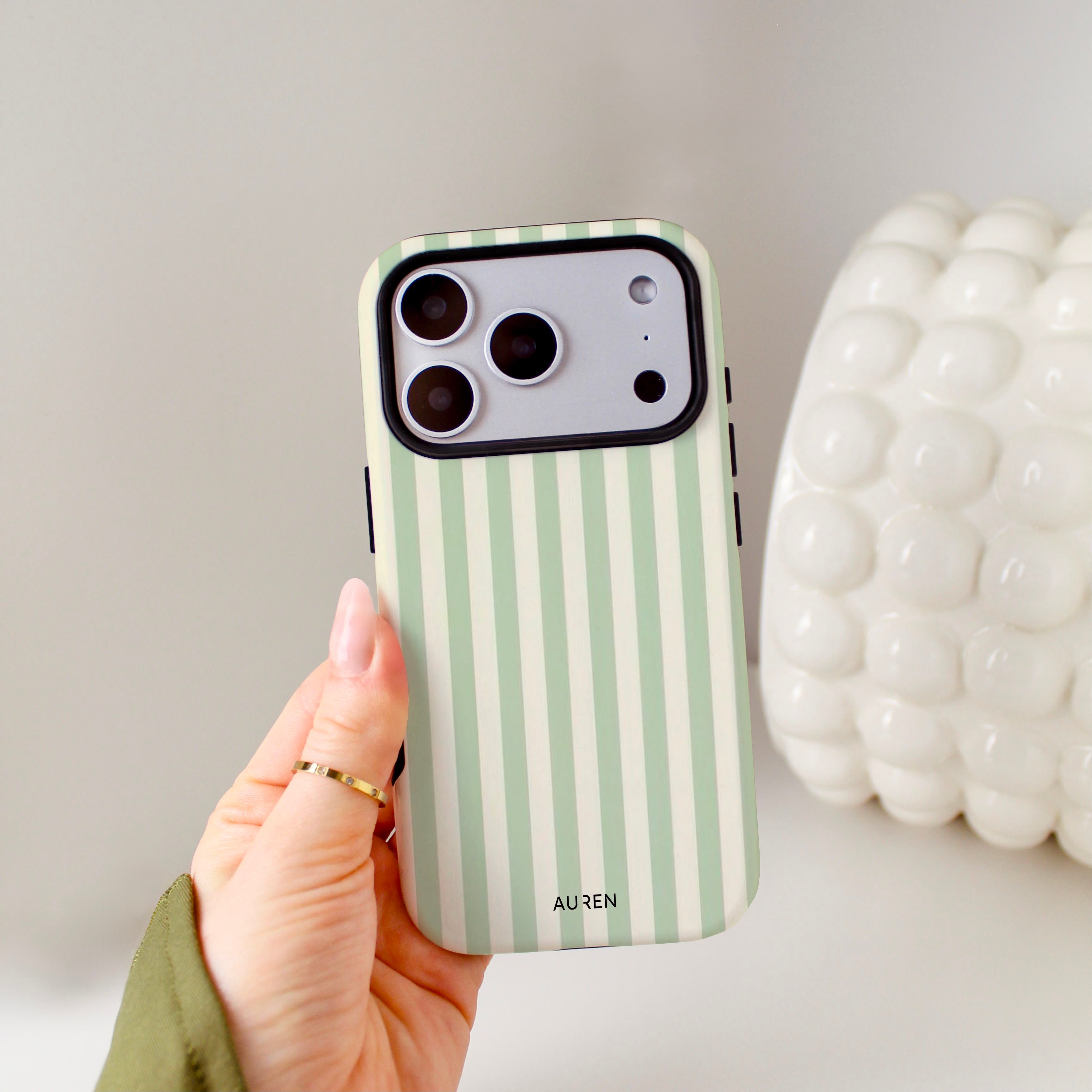 Auren Mint Matcha Stripes Case - Armor Series
