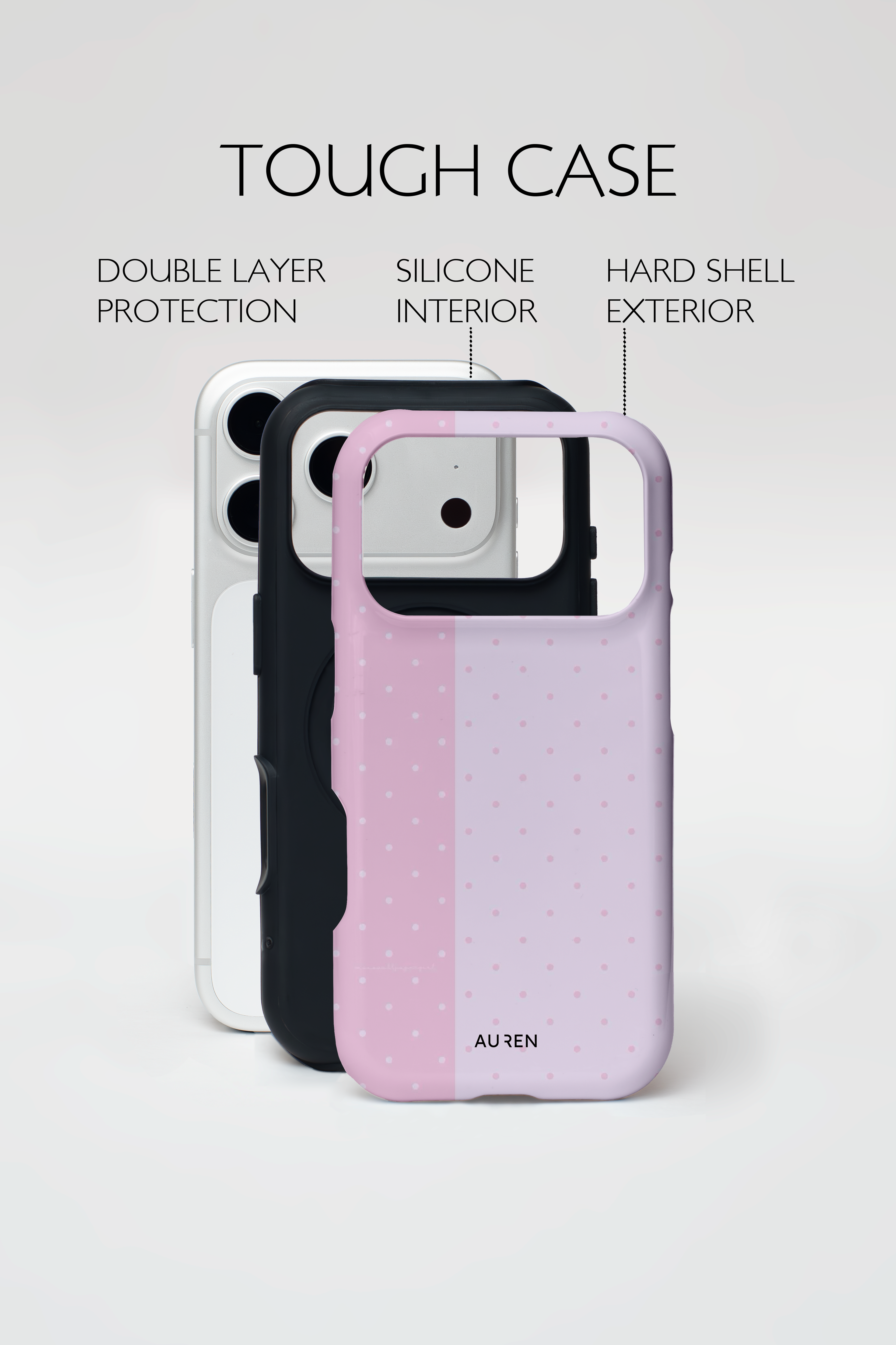Auren Blush Lilac Split Polka Dot Case - Armor Series