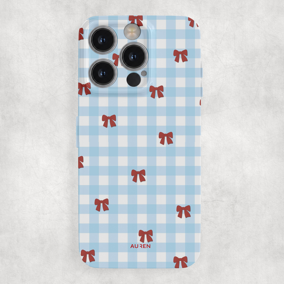 Auren Gingham Bow Glossy Hard Case
