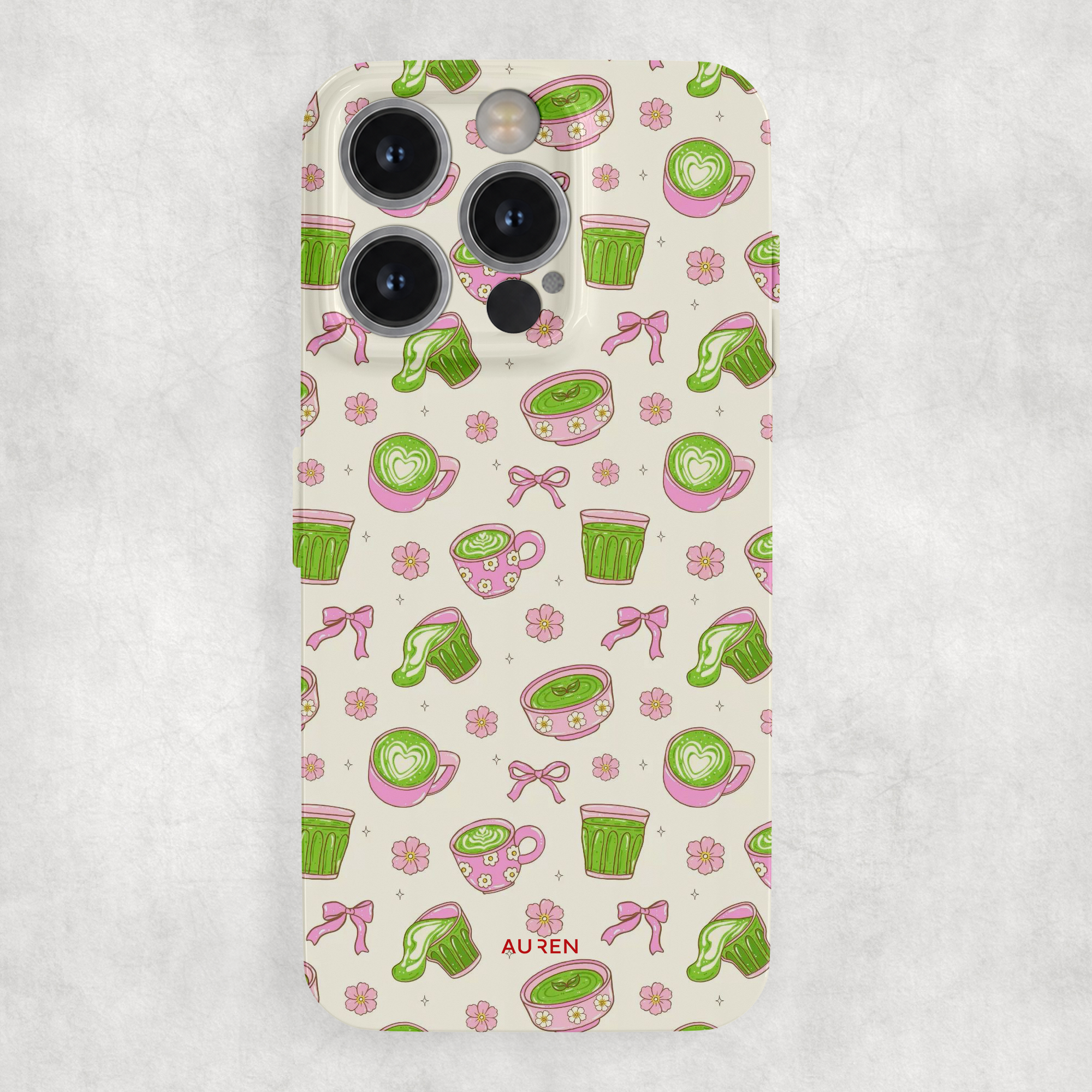 Auren Matcha Bow Café Glossy Hard Case