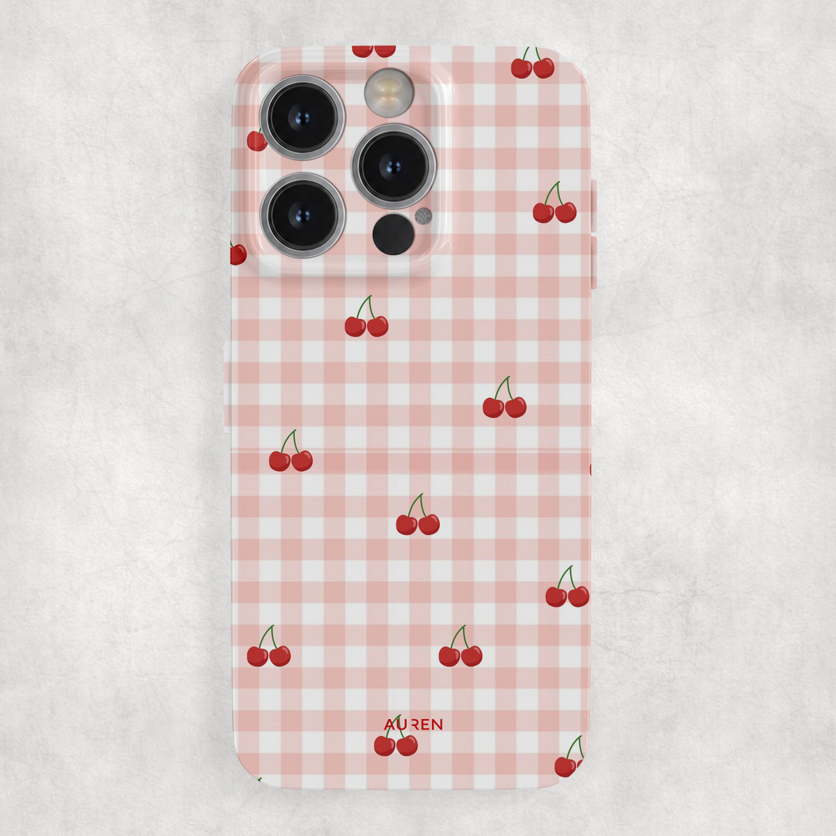 Auren Cherry Gingham Glossy Hard Case