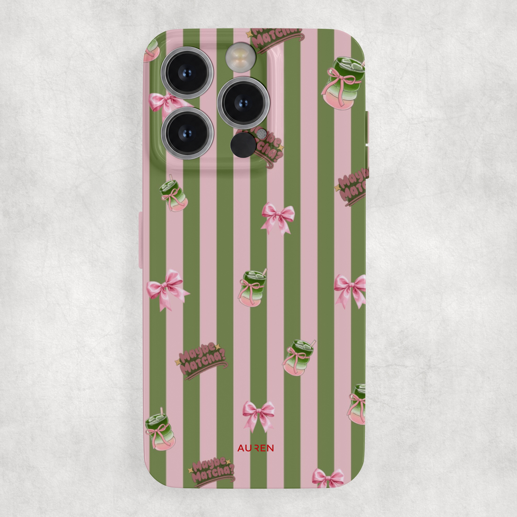 Auren Matcha Bow Glossy Hard Case