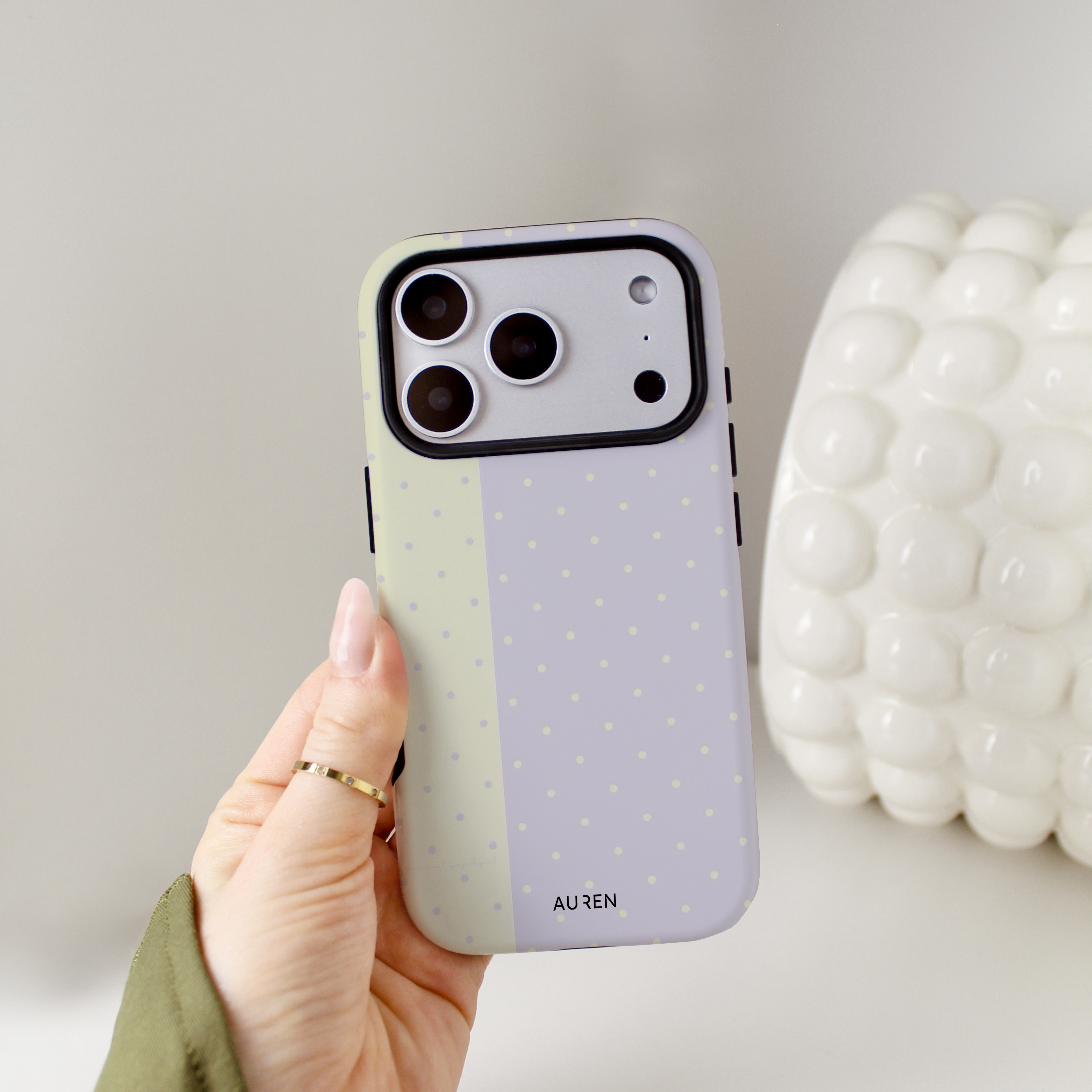 Auren Sage Lavender Split Polka Dot Case - Armor Series