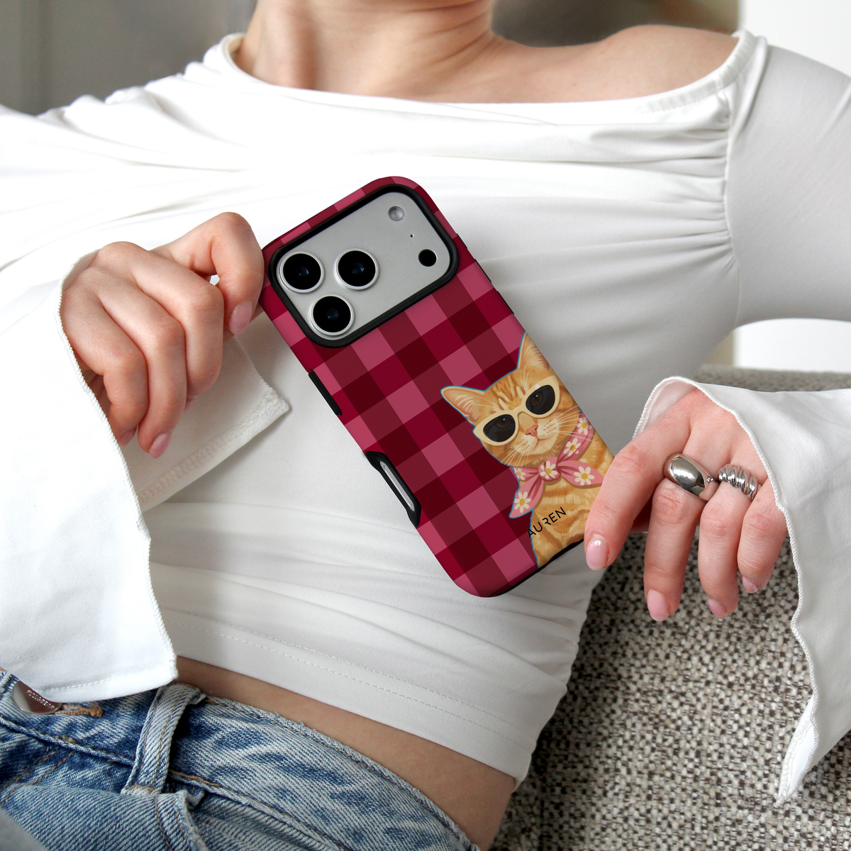 Auren Gingham Cat Case – Armor Series