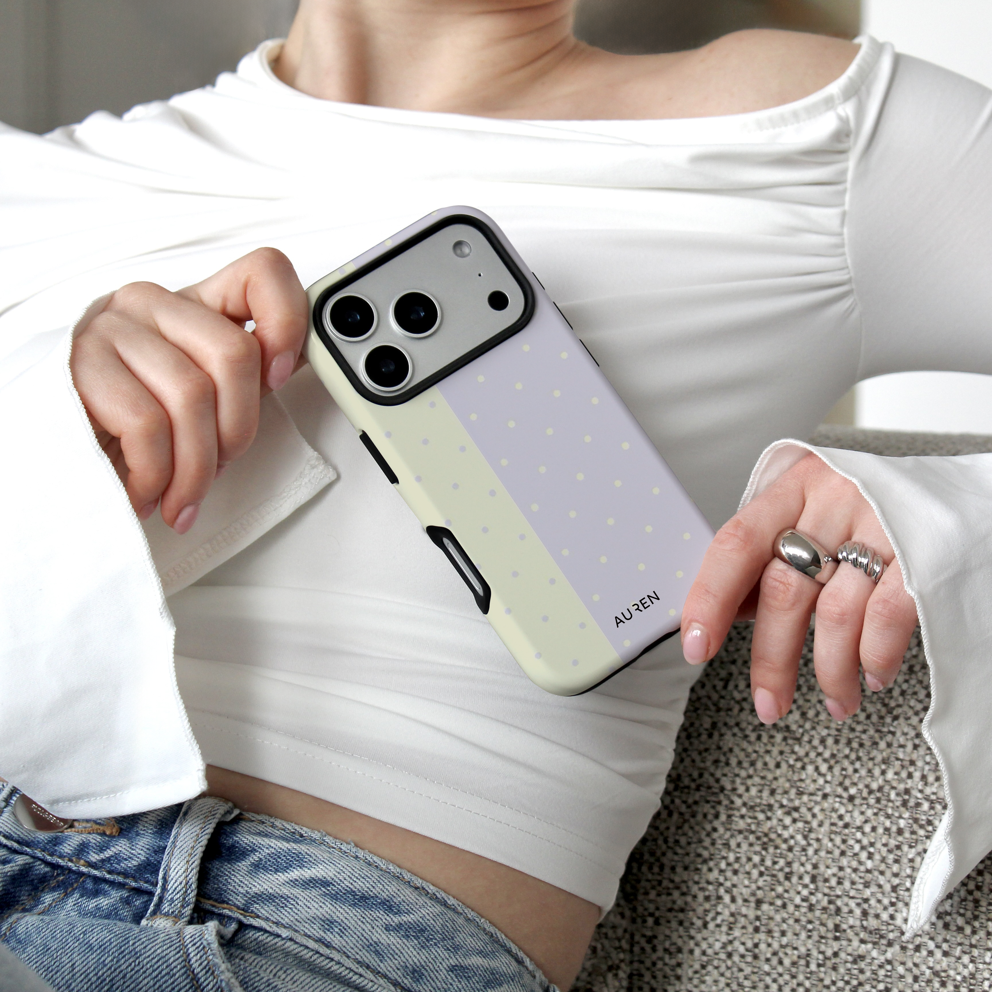 Auren Sage Lavender Split Polka Dot Case - Armor Series