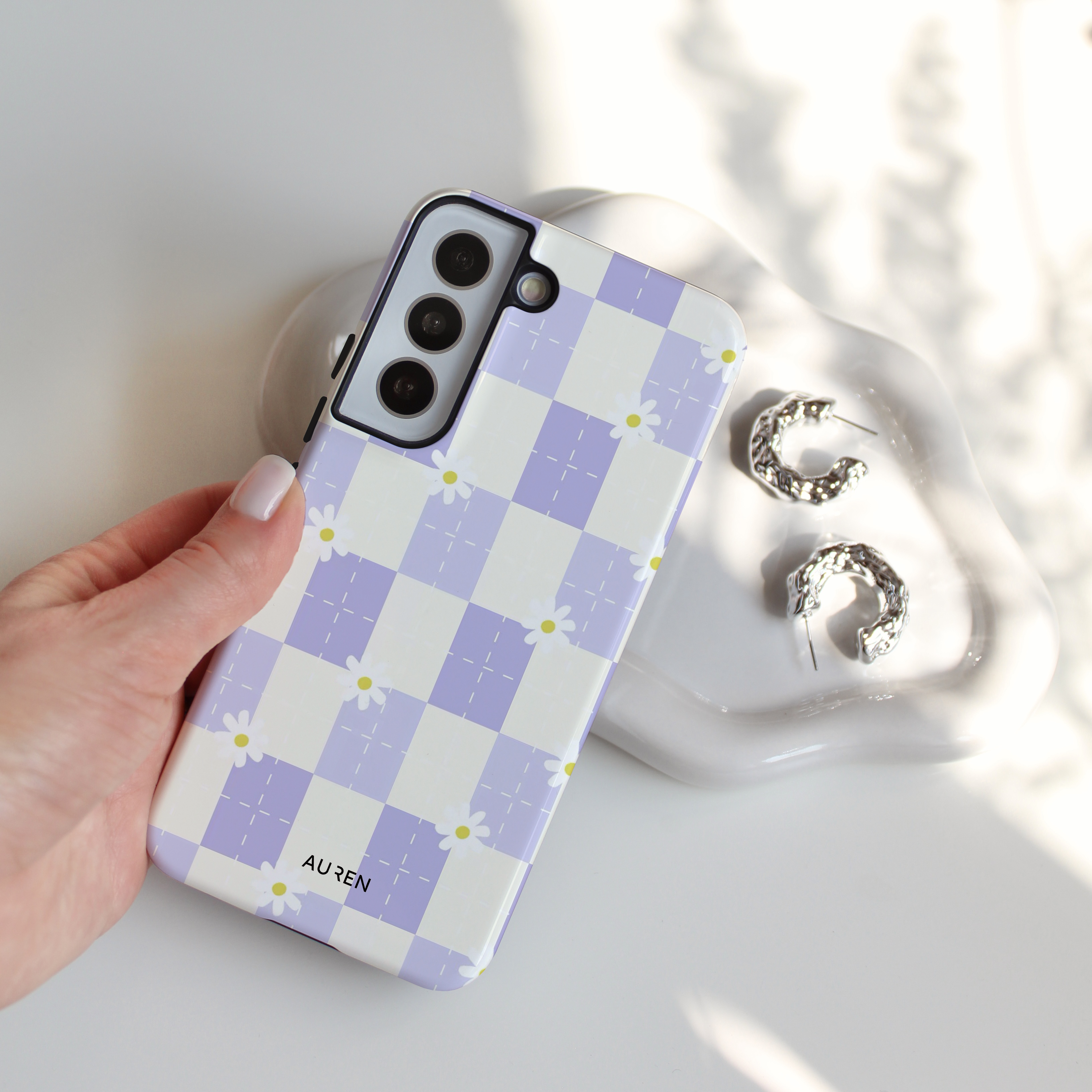 Auren Lavender Daisy Checker Case - Armor Series