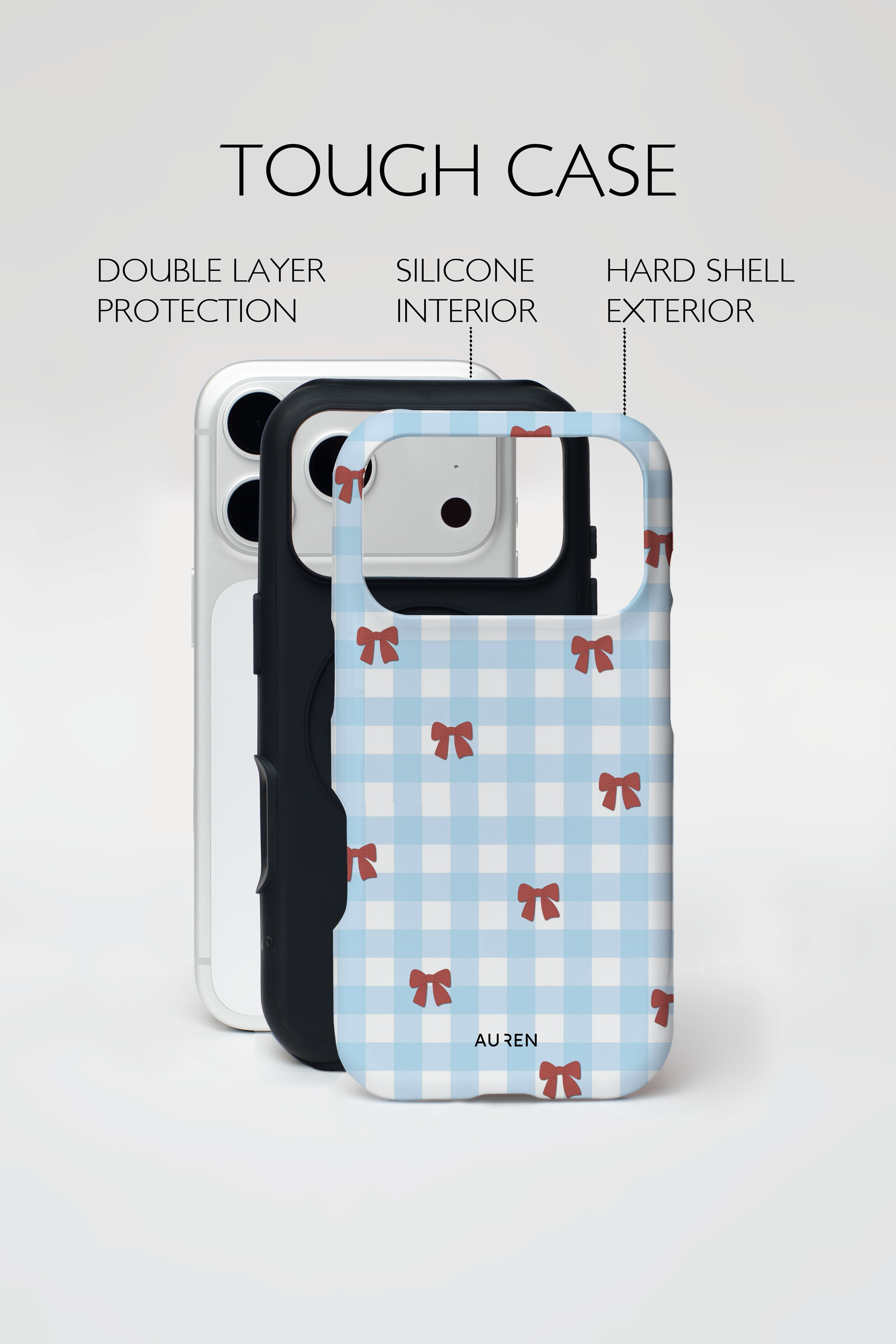 Auren Bluebell Bow Gingham Case - Armor Series