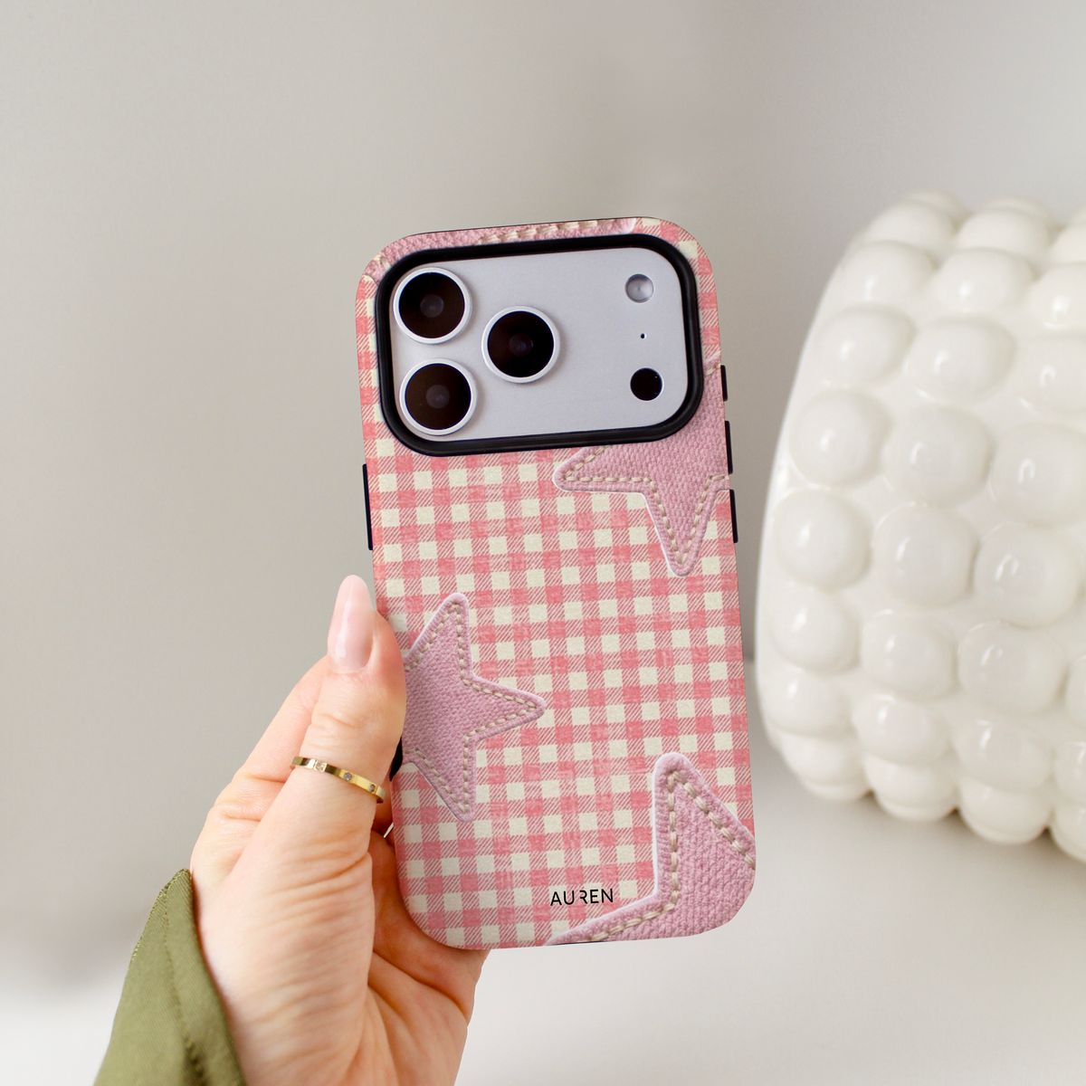 Auren Pink Star Stitch Case