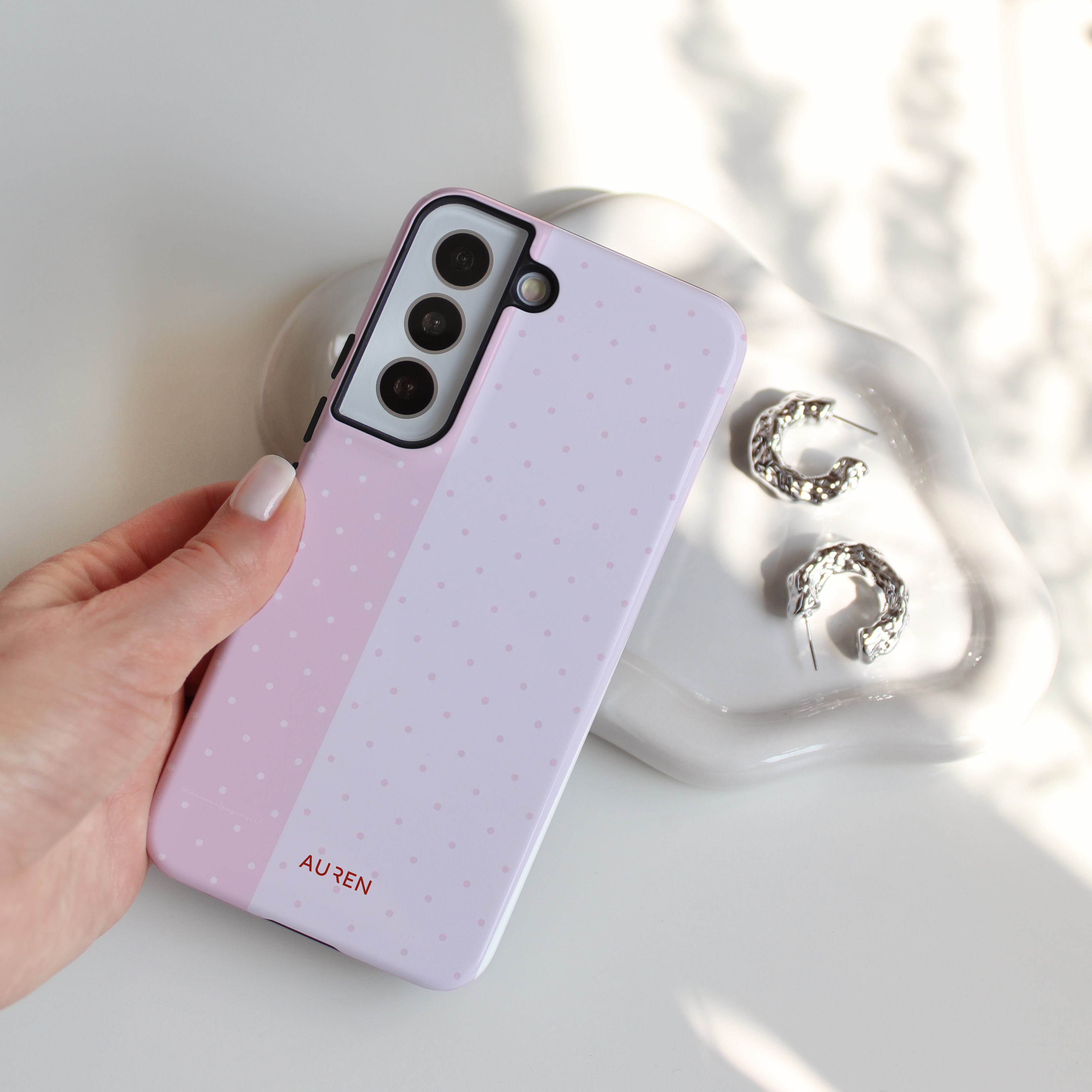Auren Blush Lilac Split Polka Dot Case - Armor Series