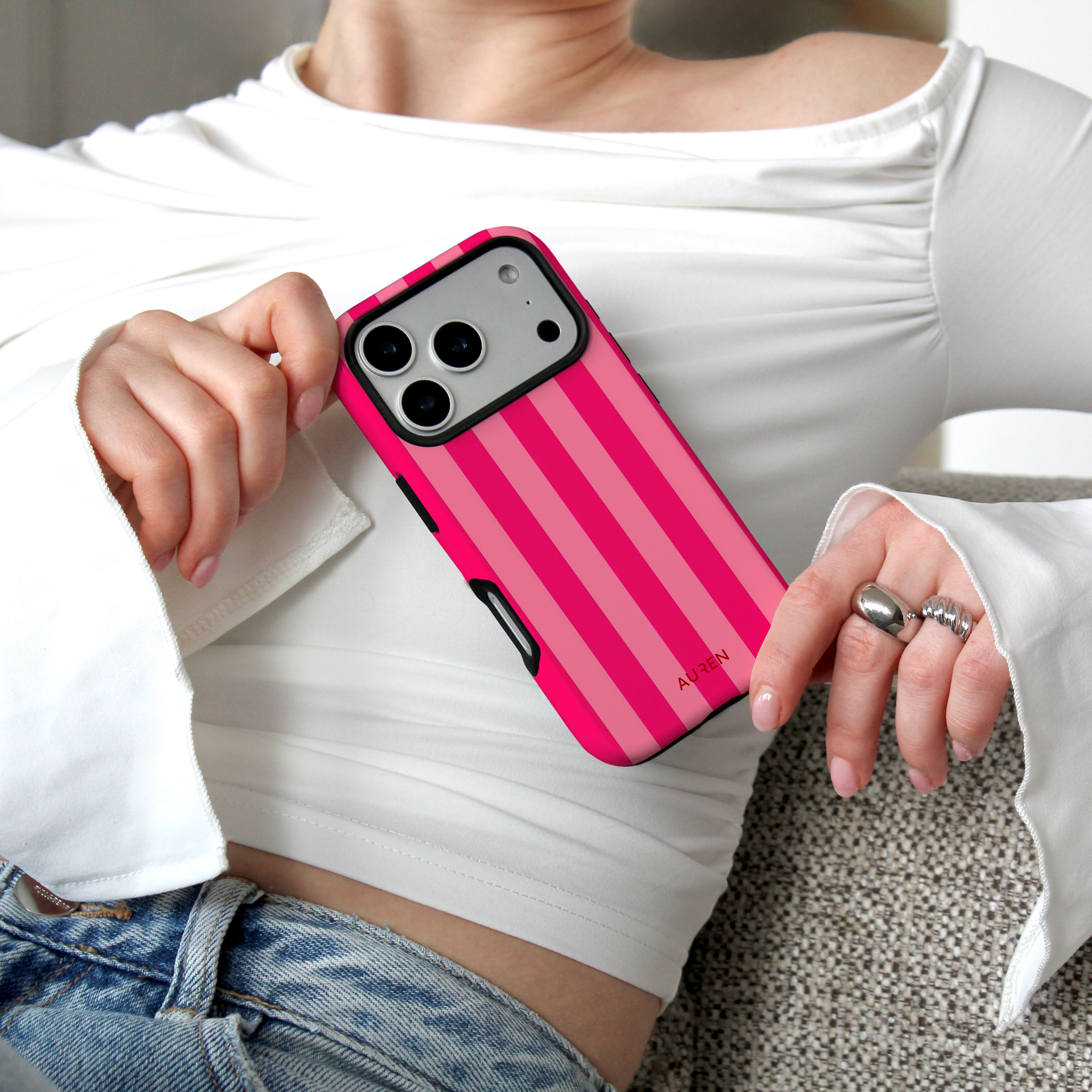 Auren Barbie Pink Stripes Case - Armor Series