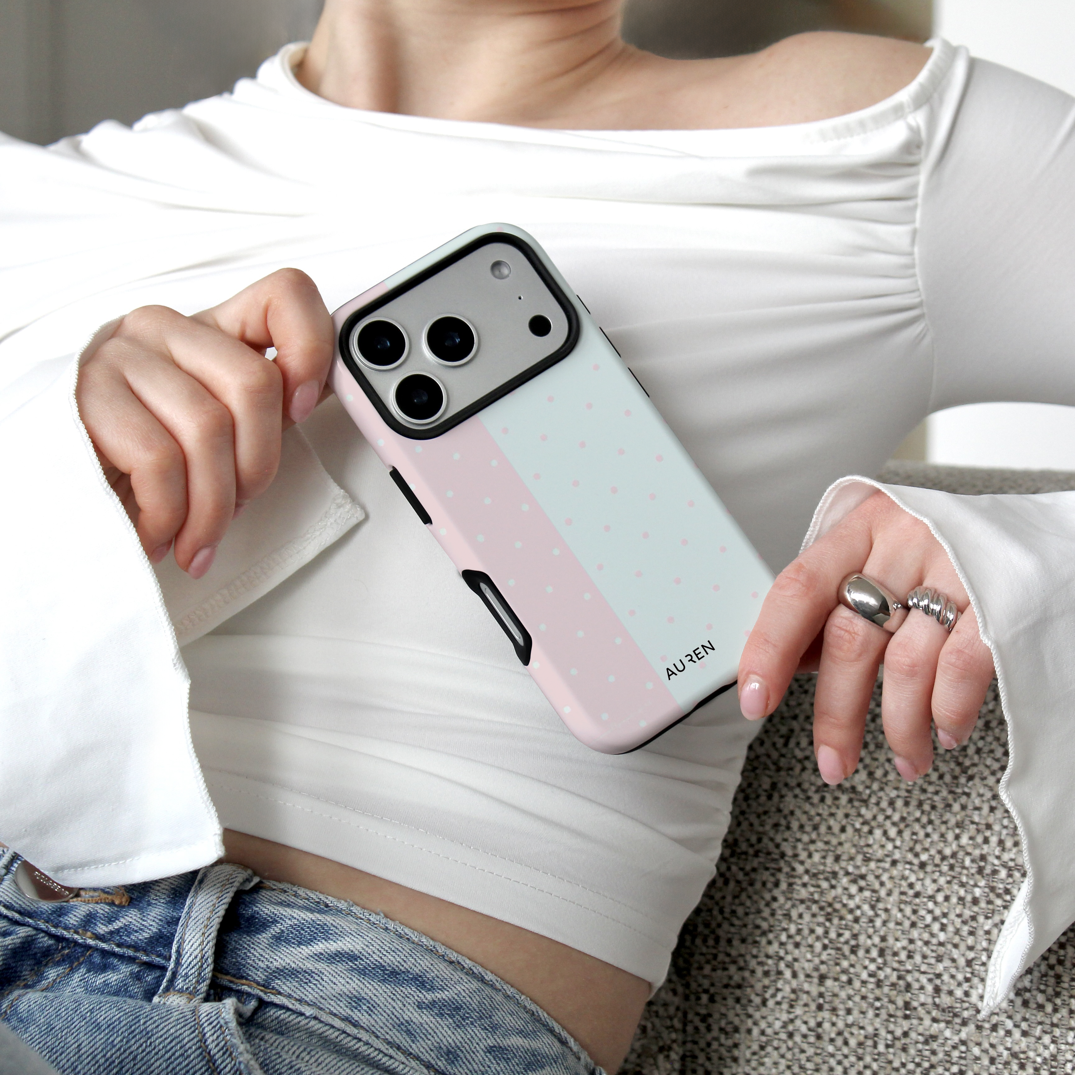 Auren Cotton Candy Split Polka Dot Case - Armor Series