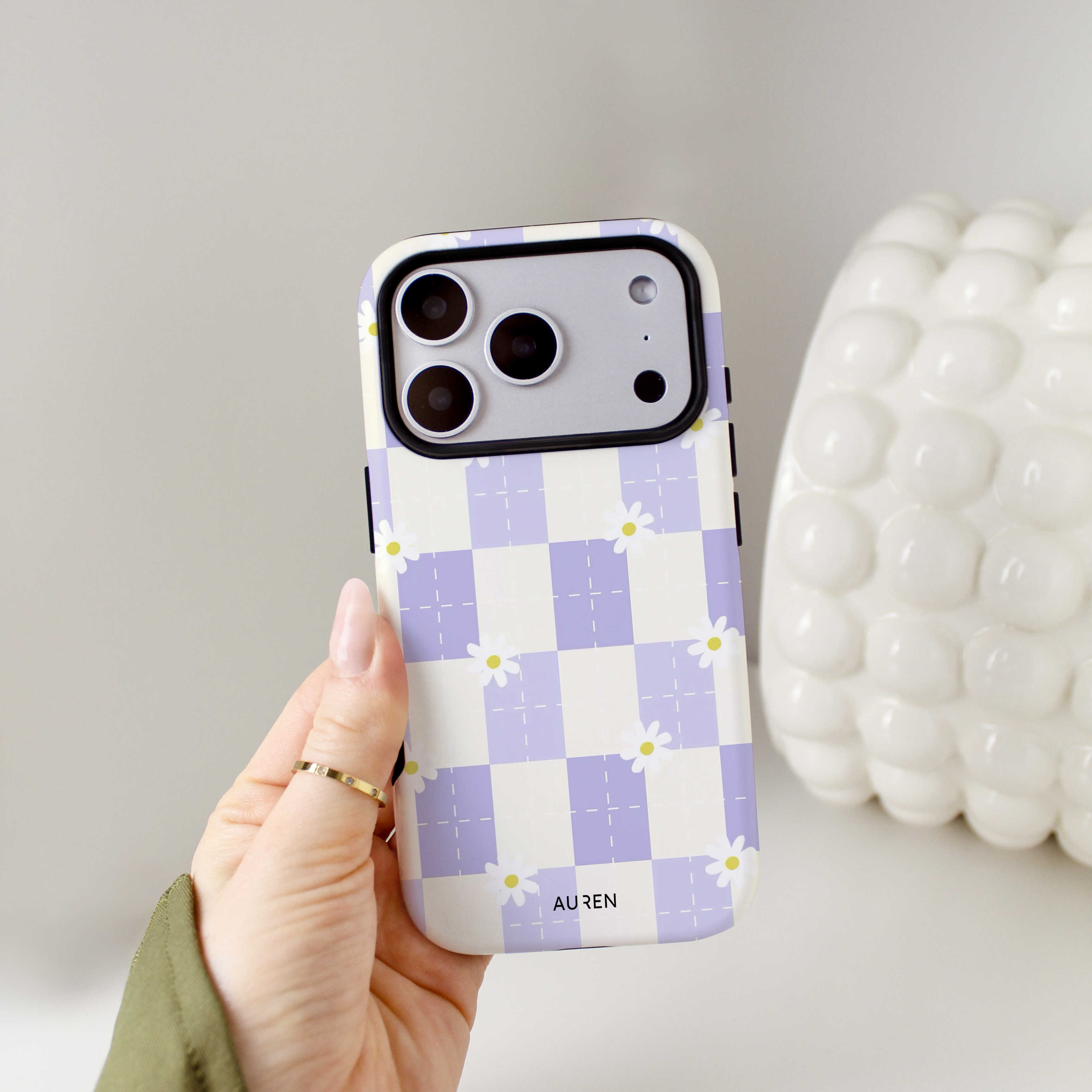 Auren Lavender Daisy Checker Case - Armor Series
