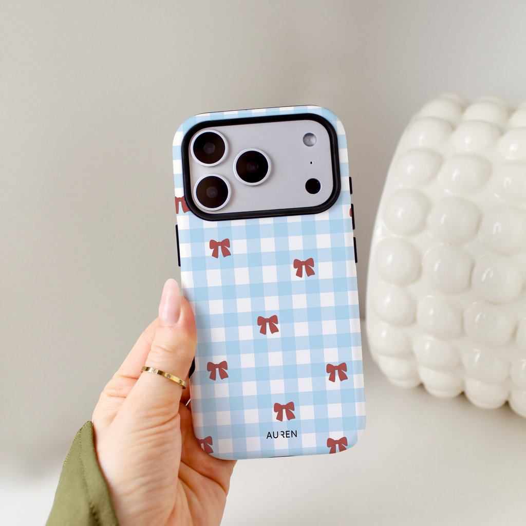 Auren Bluebell Bow Gingham Case - Armor Series