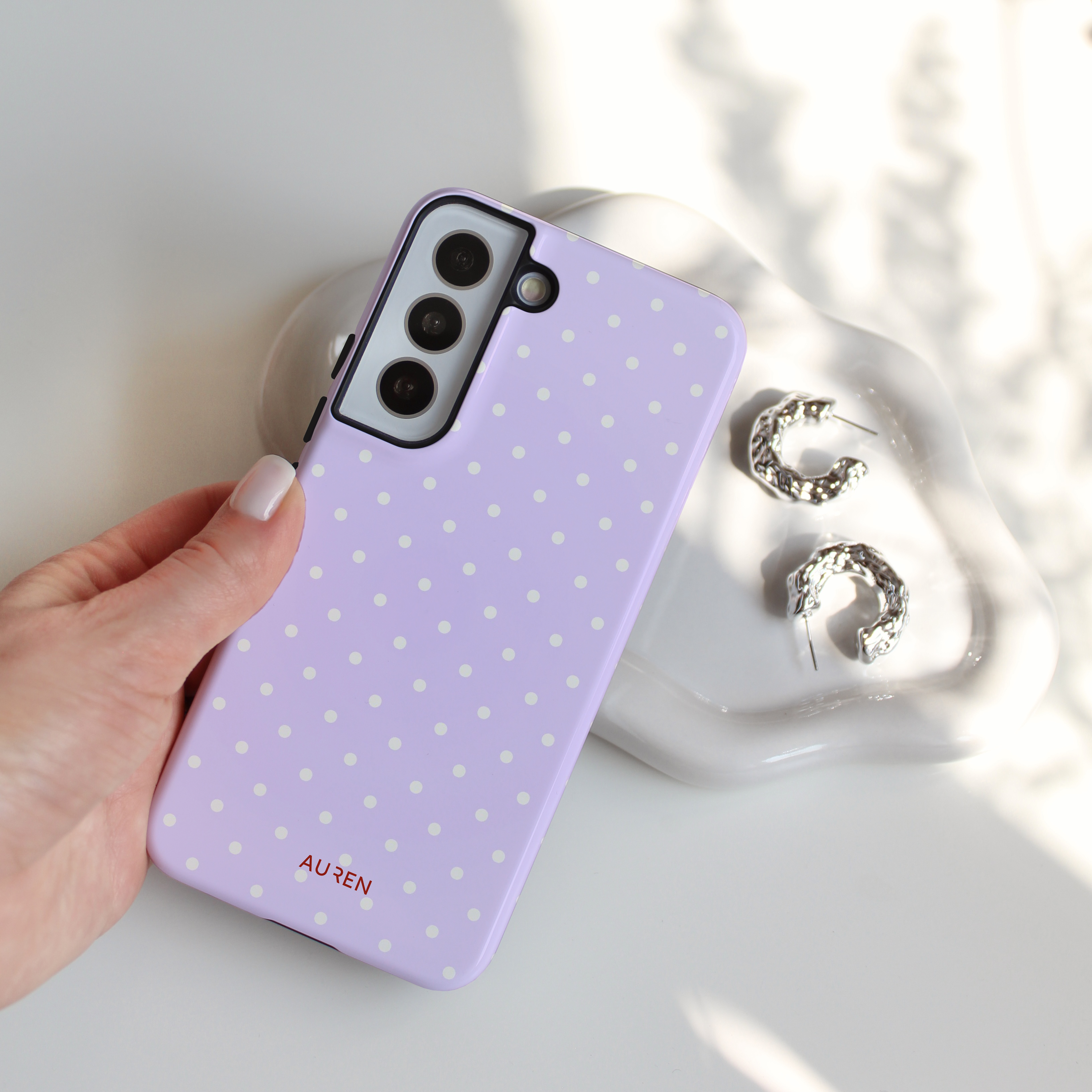 Auren Lavender Polka Dot Case - Armor Series