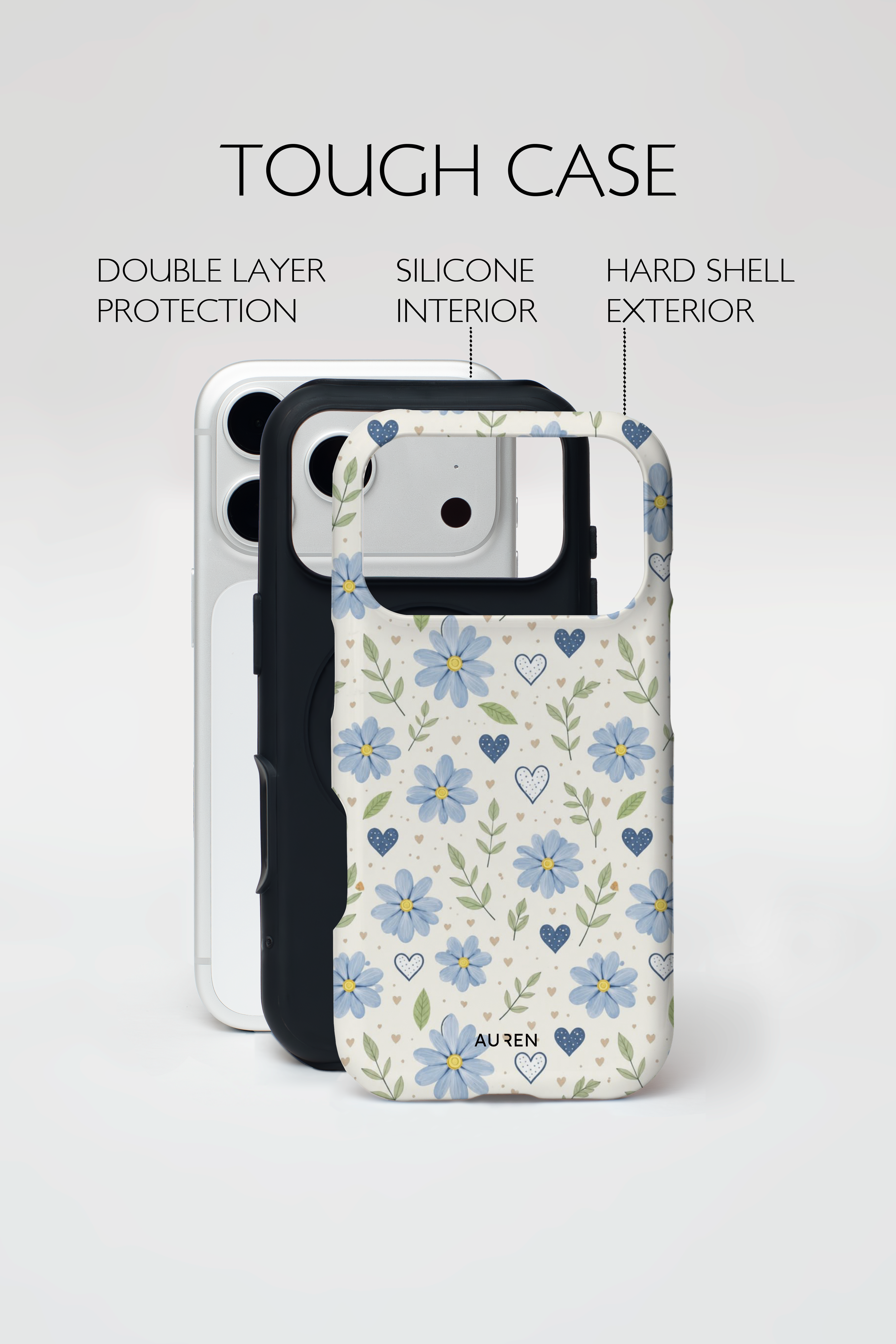 Auren Blue Daisy Hearts Case - Armor Series