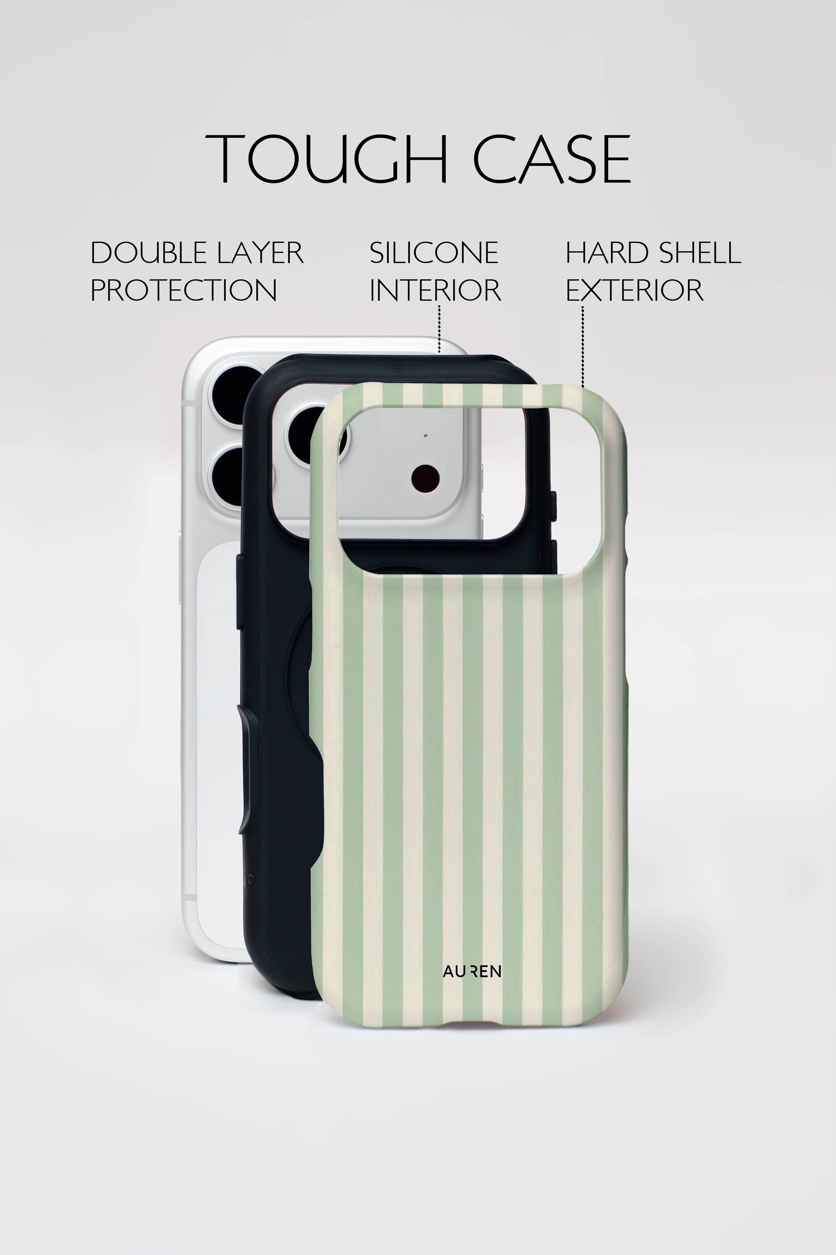 Auren Mint Matcha Stripes Case - Armor Series