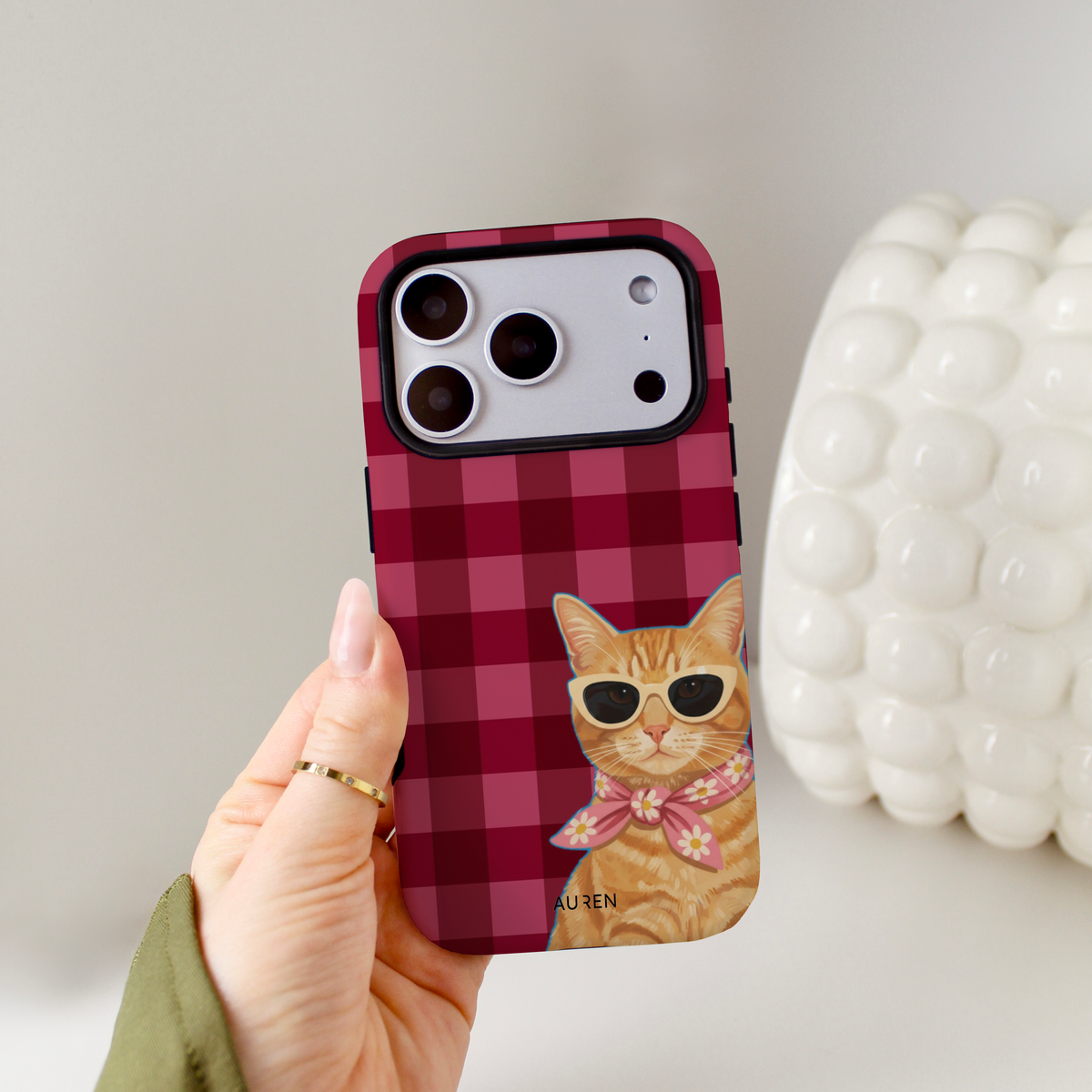Auren Gingham Cat Case – Armor Series