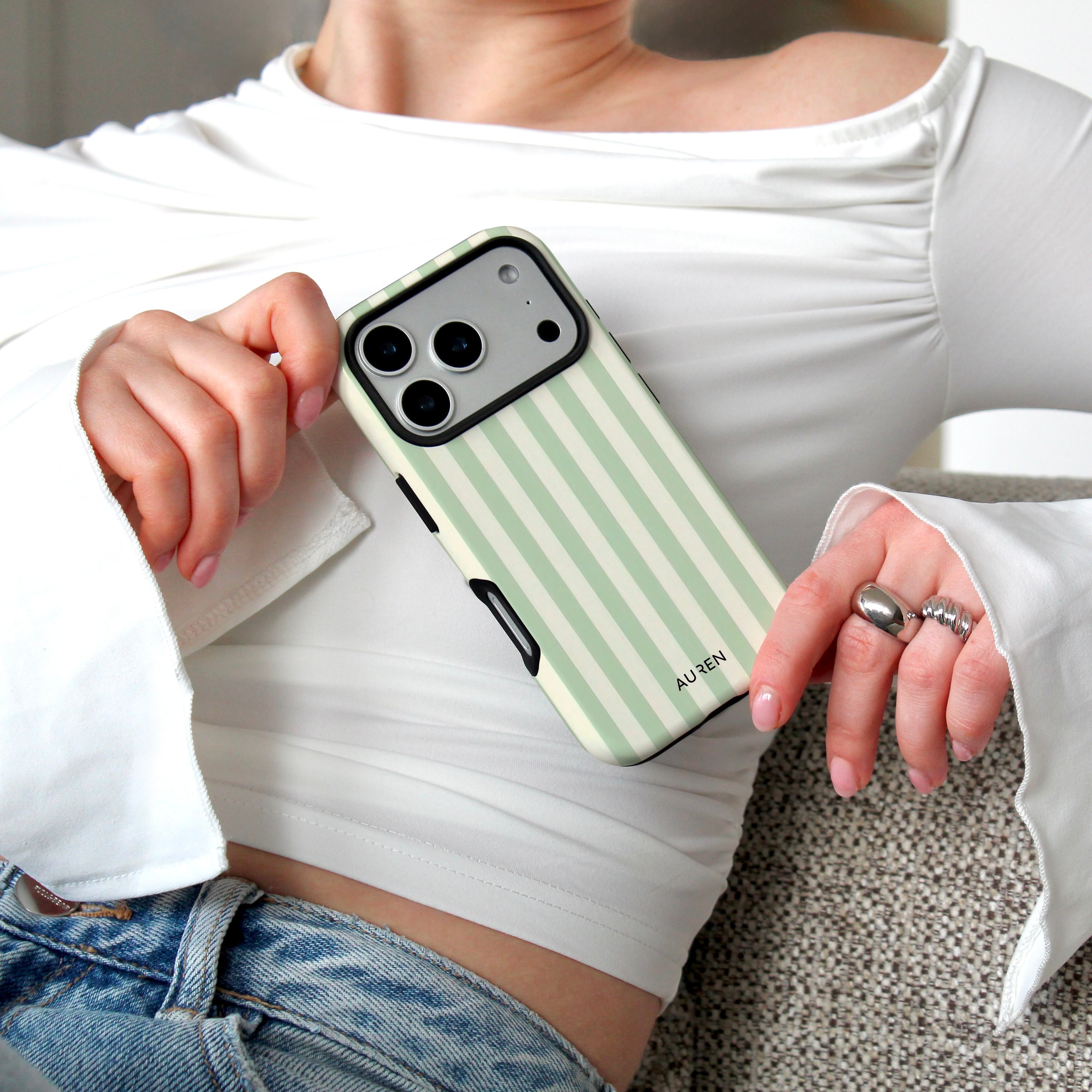 Auren Mint Matcha Stripes Case - Armor Series