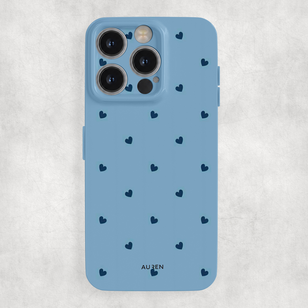 Auren Baby Blue Hearts Glossy Hard Case
