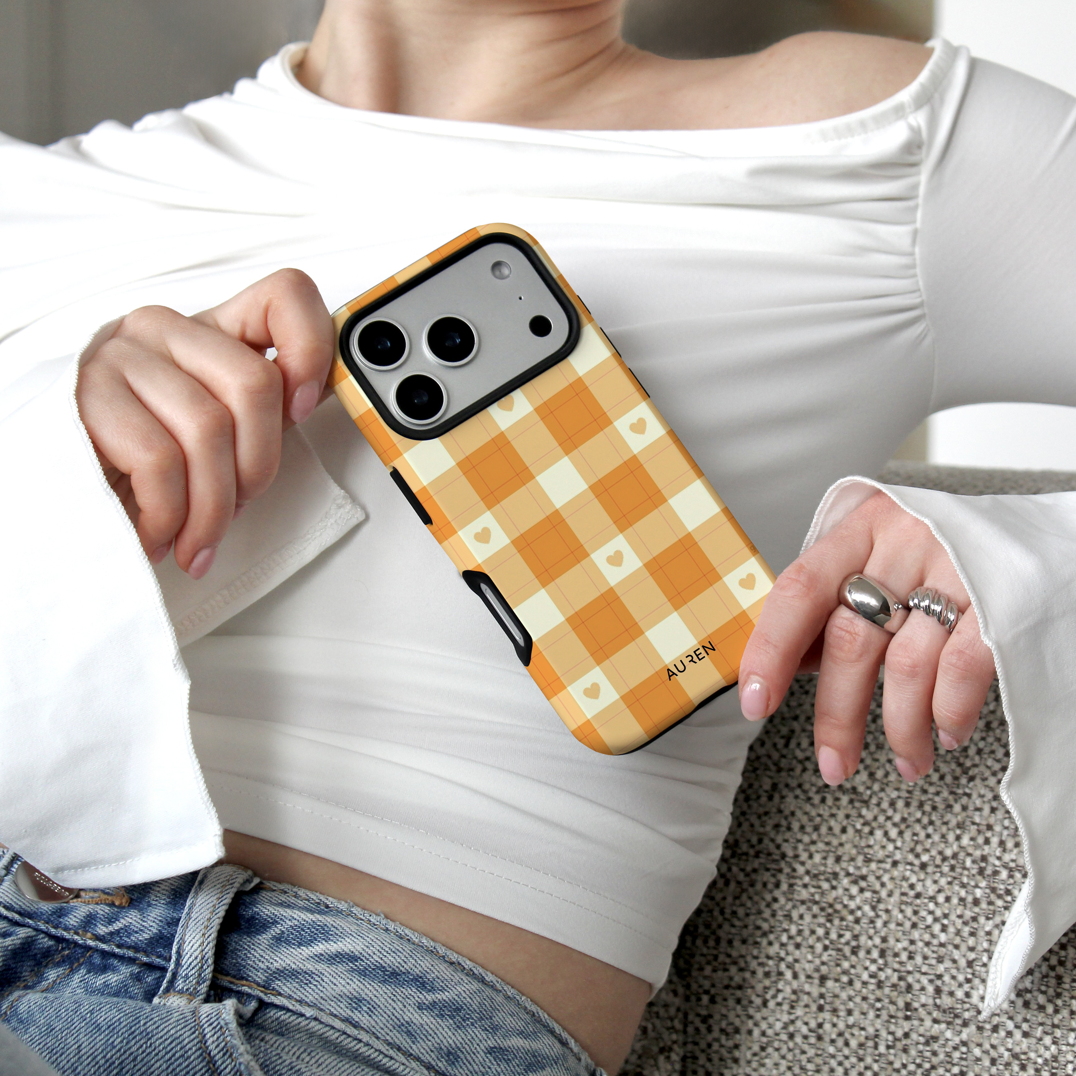 Auren Honey Heart Plaid Case - Armor Series