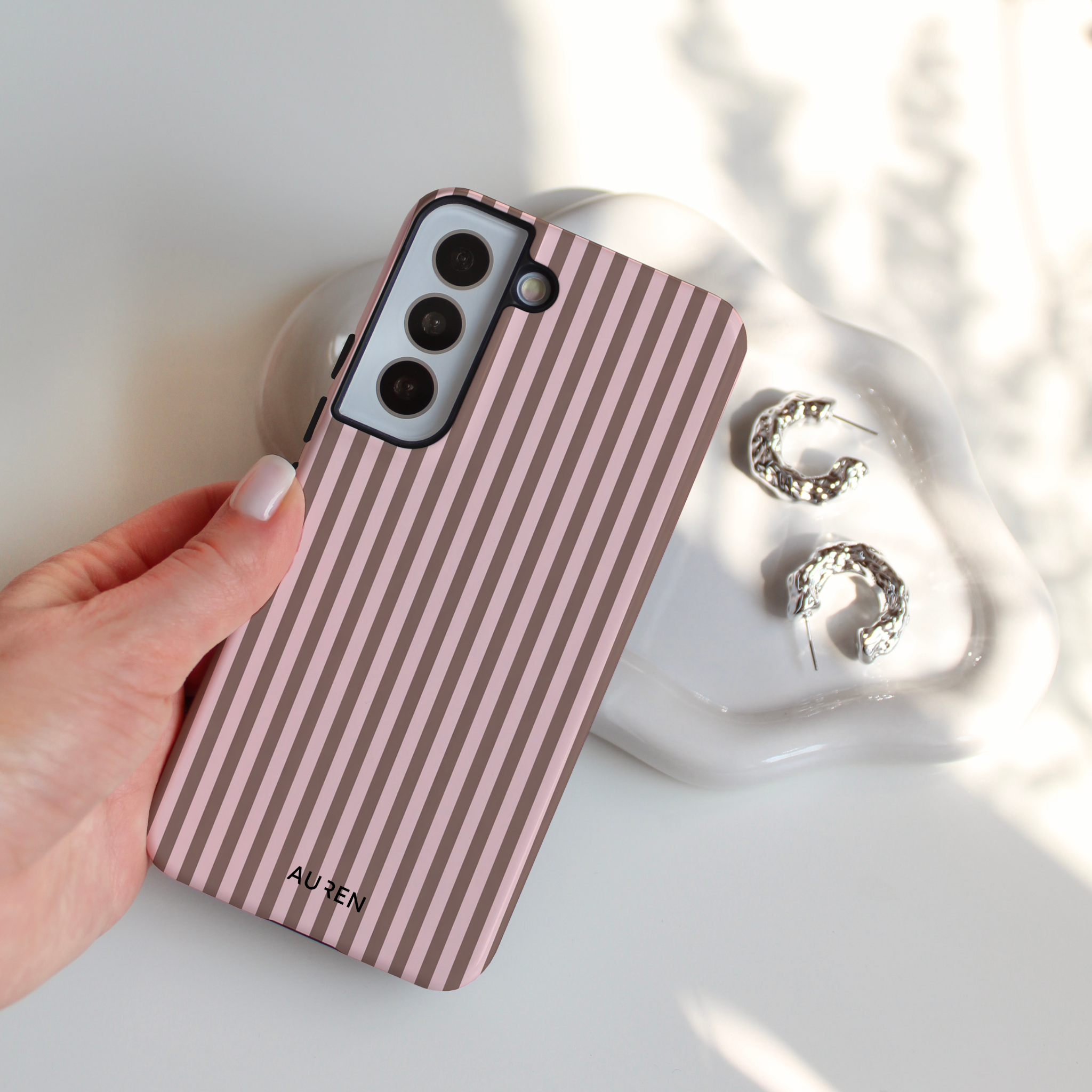 Auren Blush Mocha Stripes Case - Armor Series