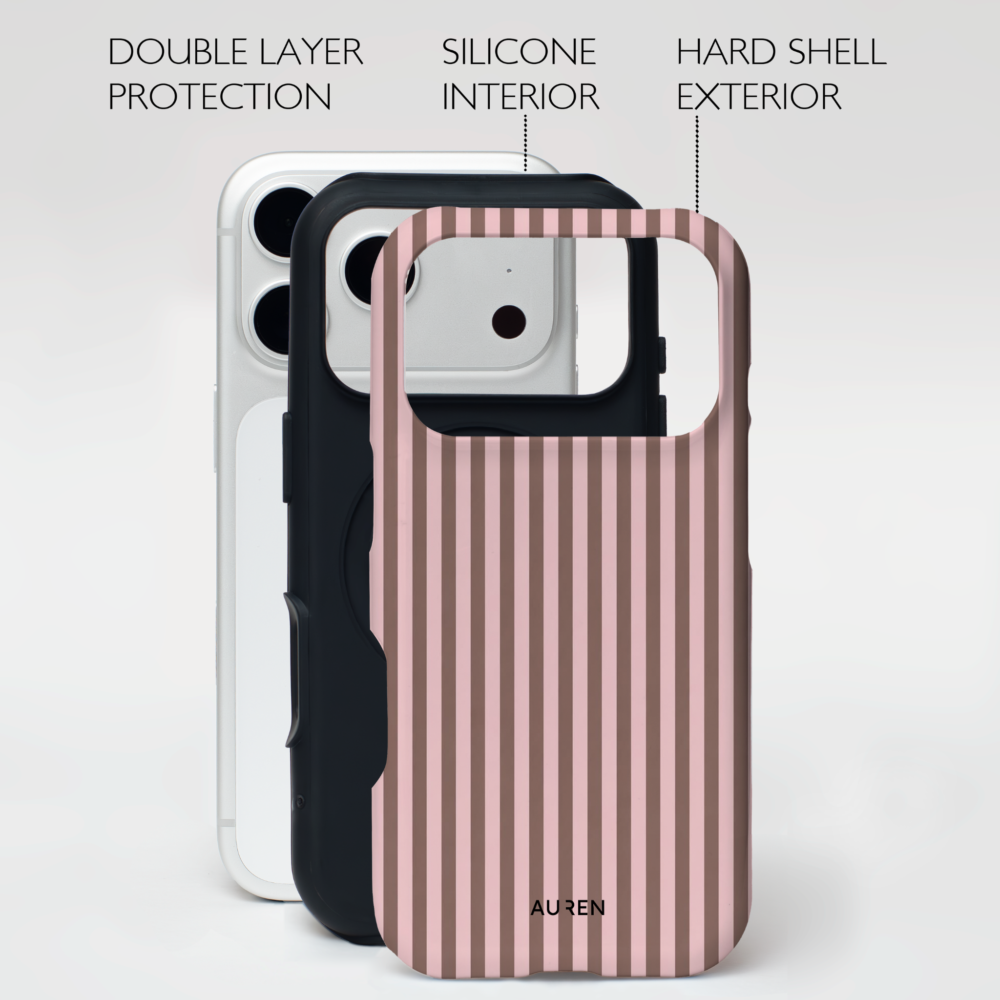 Auren Blush Mocha Stripes Case - Armor Series